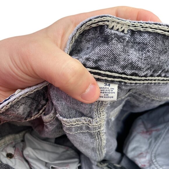 True Religion Jeans Size 34 STRAIGHT MEGA T Gray Stitch - Picture 6 of 7